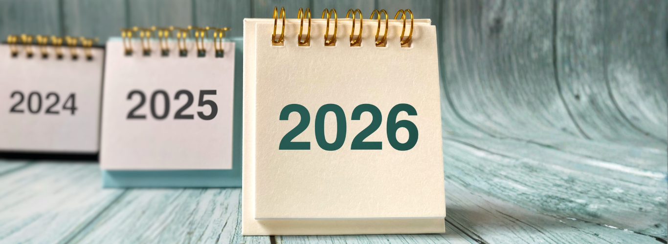 desk calendar going from 2025 to 2026